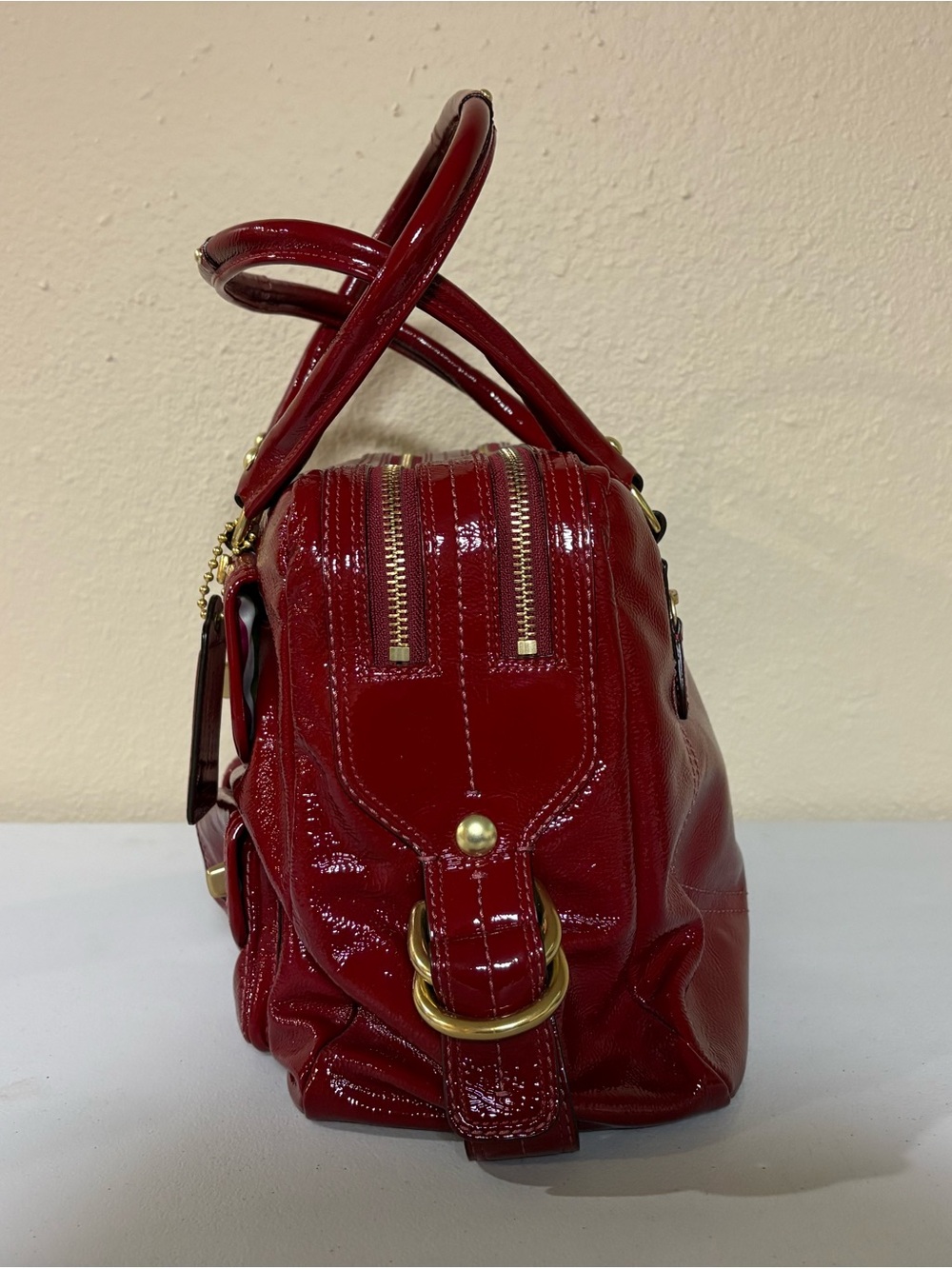Coach Red Patent Turn Lock Satchel Bleeker Street Limited Edition Peyton 13051 - Picture 4 of 12